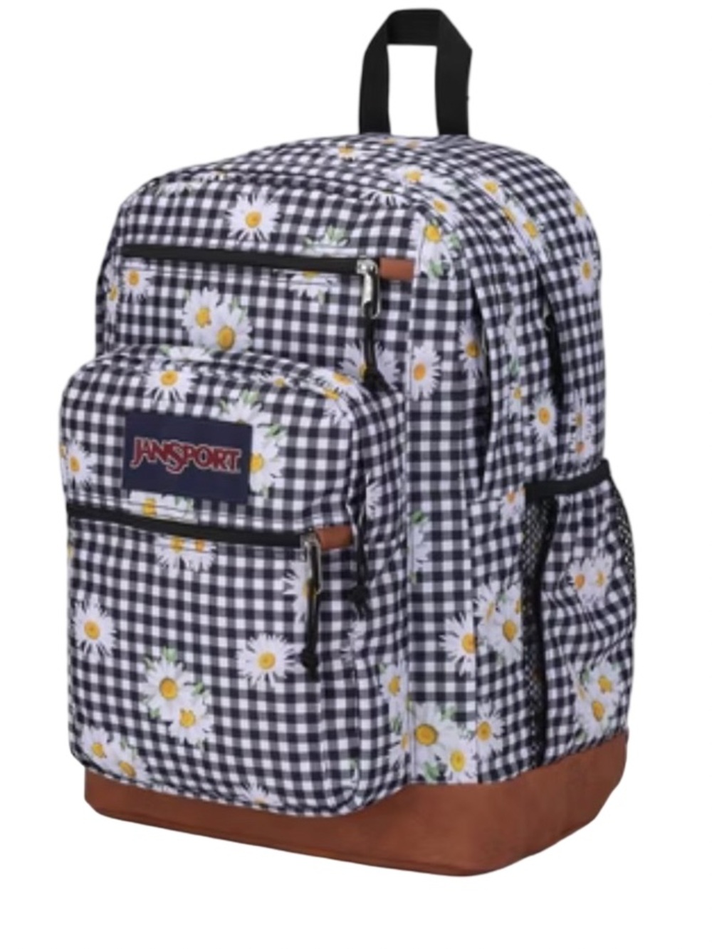 JanSport | Daisy Gingham Backpack - Black & White with Yellow Accents